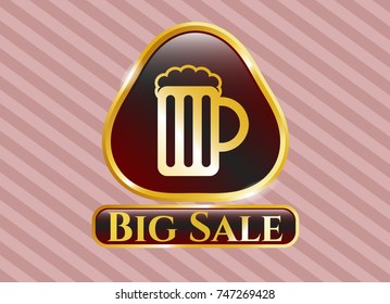  Golden badge with beer jar icon and Big Sale text inside