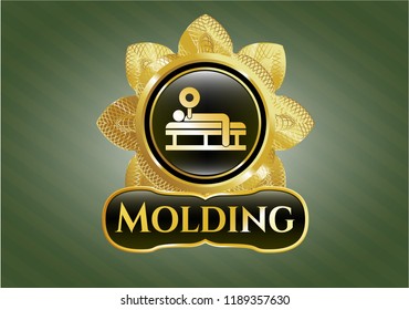  Golden badge with bench press icon and Molding text inside