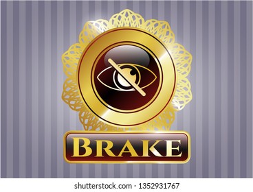  Golden badge with blind icon and Brake text inside