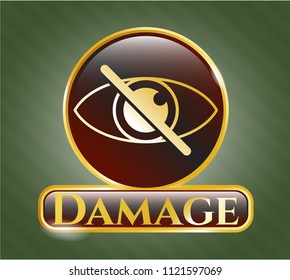  Golden badge with blind icon and Damage text inside
