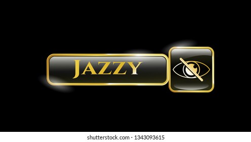  Golden badge with blind icon and Jazzy text inside