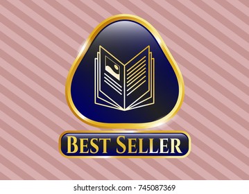  Golden badge with book icon and Best Seller text inside