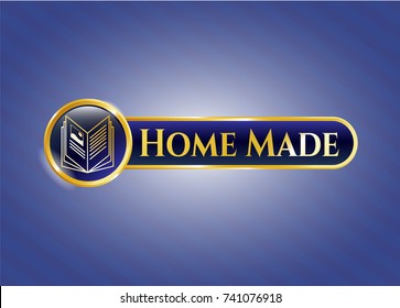  Golden badge with book icon and Home Made text inside
