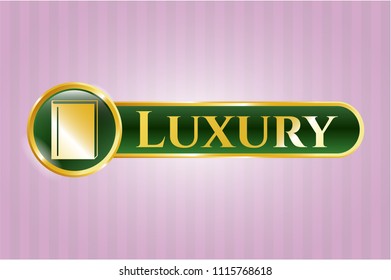  Golden badge with book icon and Luxury text inside