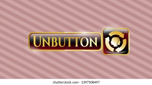  Golden badge with brain storm icon and Unbutton text inside