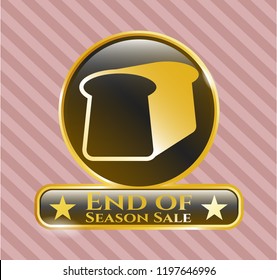  Golden badge with bread icon and End of Season Sale text inside