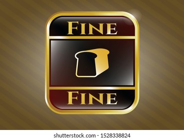  Golden badge with bread icon and Fine text inside