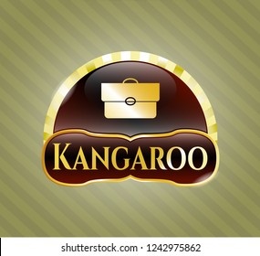  Golden badge with briefcase icon and Kangaroo text inside