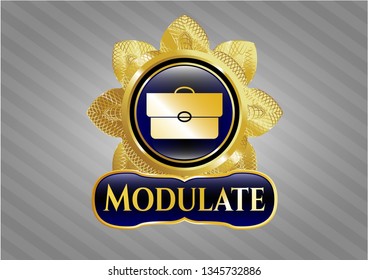  Golden badge with briefcase icon and Modulate text inside