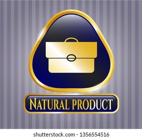  Golden badge with briefcase icon and Natural Product text inside
