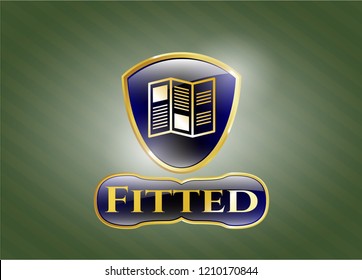  Golden badge with brochure icon and Fitted text inside