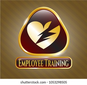  Golden badge with broken heart icon and Employee Training text inside