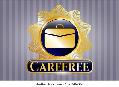  Golden badge with business briefcase icon and Carefree text inside