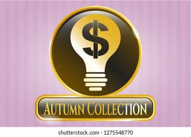  Golden badge with business idea icon and Autumn Collection text inside