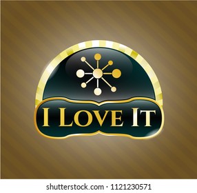  Golden badge with business network icon and I Love It text inside