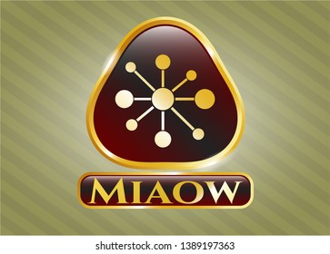  Golden badge with business network icon and Miaow text inside