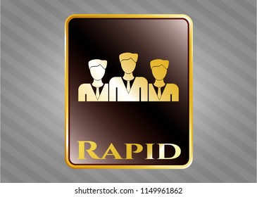  Golden badge with business teamwork icon and Rapid text inside