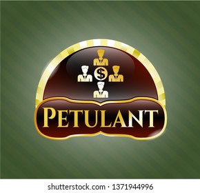  Golden badge with business teamwork and money icon and Petulant text inside