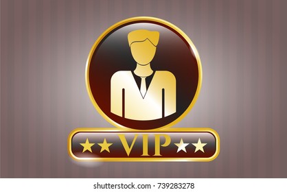  Golden badge with businessman icon and VIP text inside