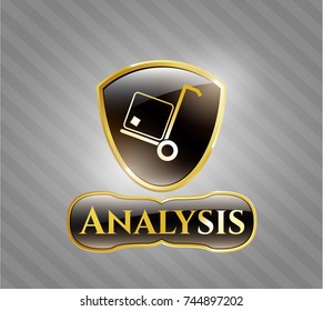  Golden badge with cargo icon and Analysis text inside