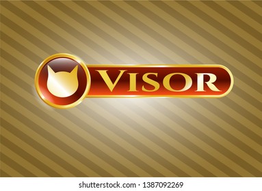  Golden badge with cat face icon and Visor text inside