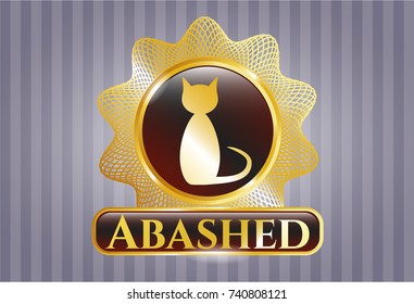 Golden badge with cat icon and Abashed text inside