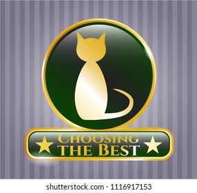 Golden badge with cat icon and Choosing the Best text inside