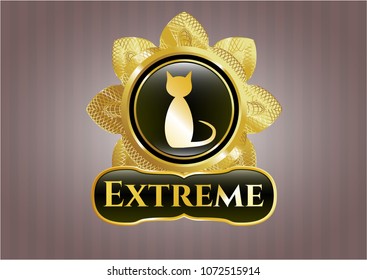   Golden badge with cat icon and Extreme text inside