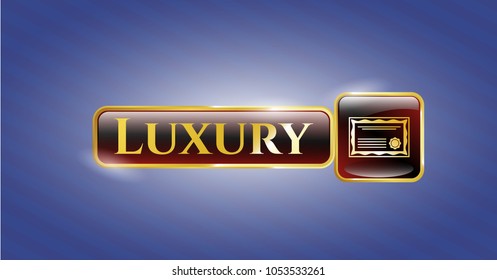  Golden badge with certificate icon and Luxury text inside