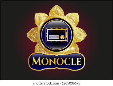  Golden badge with certificate icon and Monocle text inside