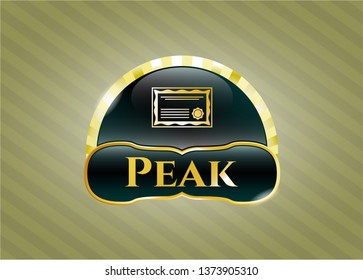  Golden badge with certificate icon and Peak text inside