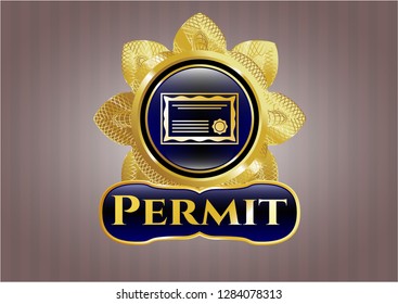  Golden badge with certificate icon and Permit text inside