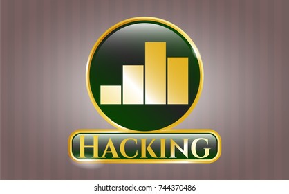  Golden badge with chart icon and Hacking text inside