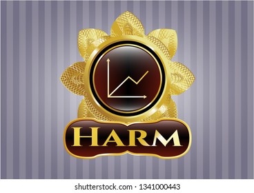  Golden badge with chart icon and Harm  text inside