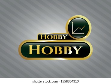  Golden badge with chart icon and Hobby text inside