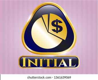  Golden badge with chart icon and Initial text inside