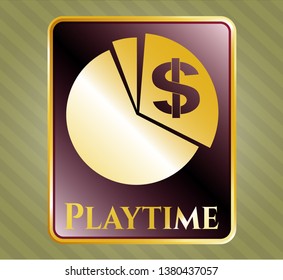  Golden badge with chart icon and Playtime text inside
