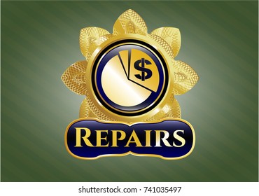  Golden badge with chart icon and Repairs text inside