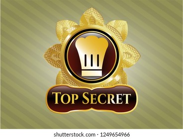  Golden badge with chef hat icon and Top Secret text inside