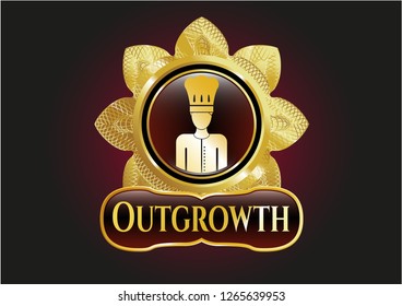  Golden badge with chef icon and Outgrowth text inside