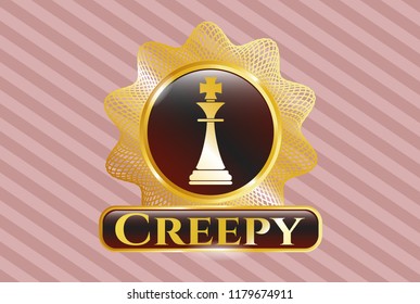  Golden badge with chess king icon and Creepy text inside