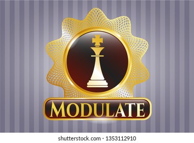  Golden badge with chess king icon and Modulate text inside