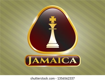  Golden badge with chess king icon and Jamaica text inside