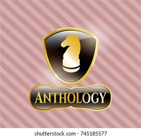  Golden badge with chess knight icon and Anthology text inside