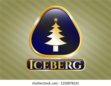  Golden badge with christmas tree icon and Iceberg text inside
