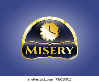  Golden badge with clock, time icon and Misery text inside