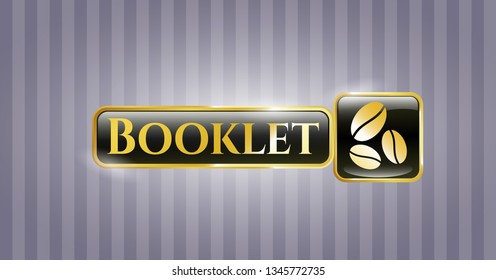  Golden badge with coffee bean icon and Booklet text inside