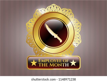  Golden badge with combat knife icon and Employee of the Month text inside