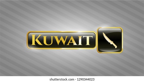  Golden badge with combat knife icon and Kuwait text inside