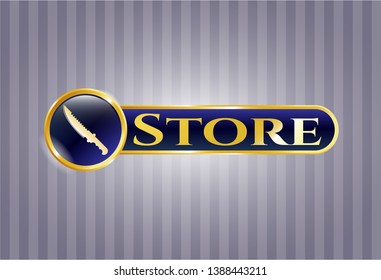  Golden badge with combat knife icon and Store text inside